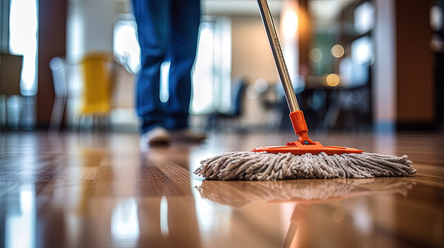 Freshly mopped floors after a residential visit